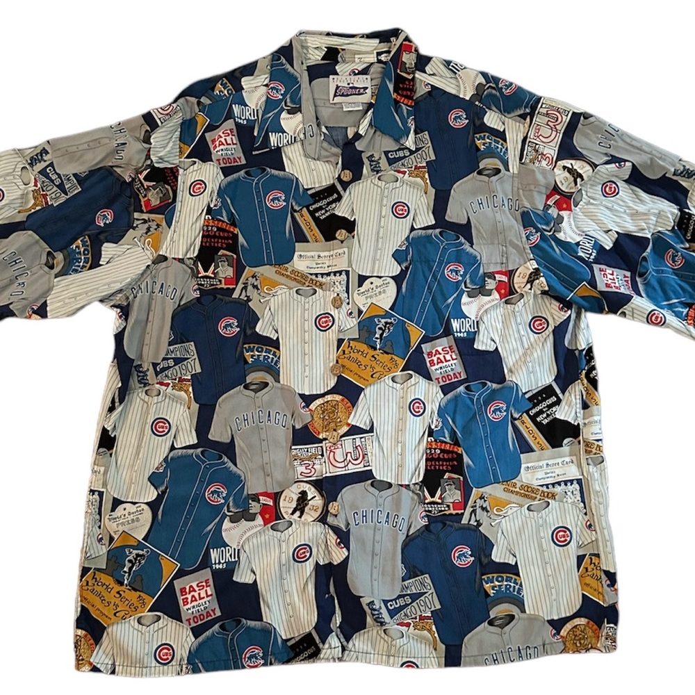 Vtg MLB Reyn Spooner Chicago Cubs Hawaiian Button Shirt Sz XL  All Over Print